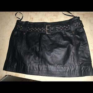 NWOT Luciano Abitboul leather mini skirt w belt size 0